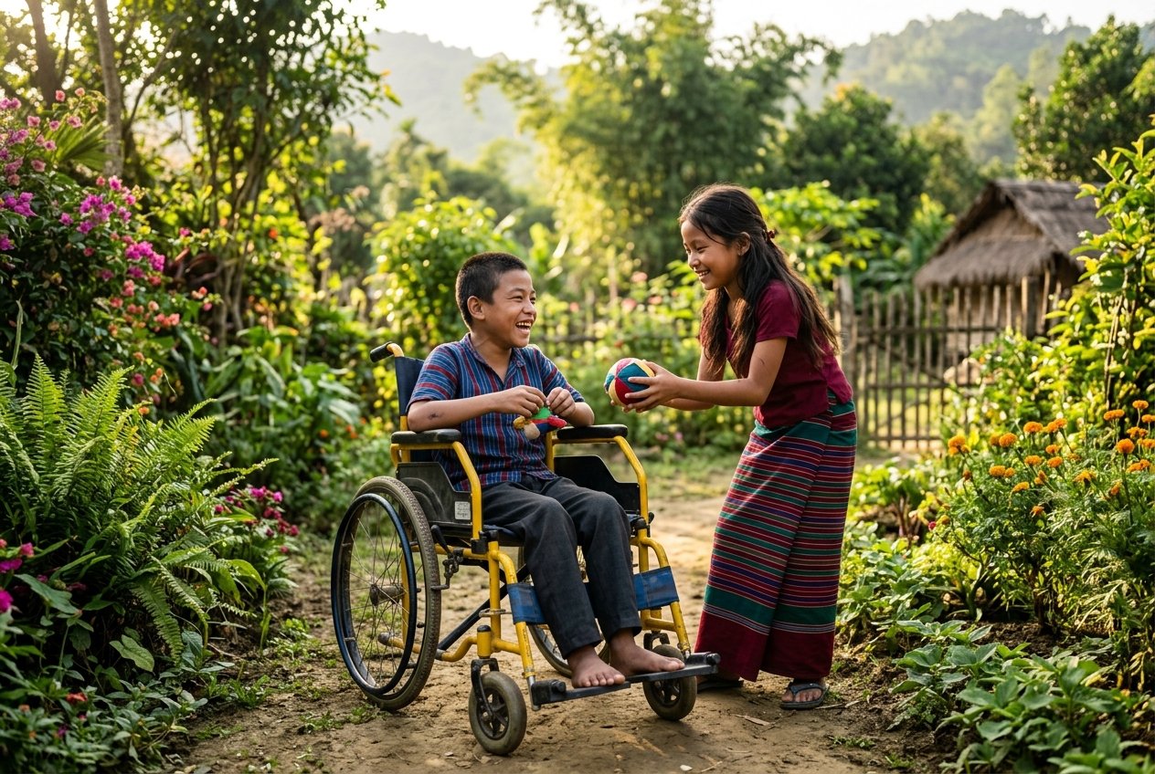 Children playing together inclusively
